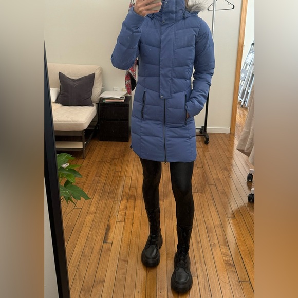 Columbia Apres Arson Down Hooded Long Jacket Puffer Coat size XS Blue - Picture 2 of 10